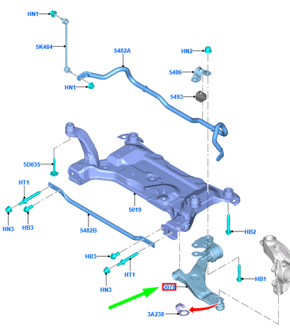 new ford focus mk3 c346 front left lower control arm 1935759 original