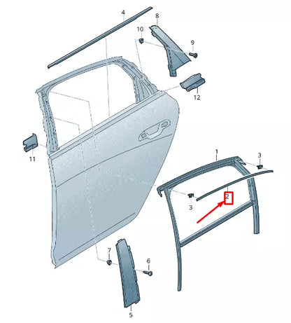 NEW AUDI A6 4A C8 REAR RIGHT DOOR WINDOW GUIDE TRIM STRIP 4K9839644B2ZZ
