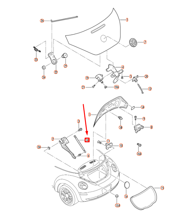 NEW VW BEETLE CONVERTIBLE 1Y REAR LID GAS FILLED STRUT 1Y0827550F ORIGINAL