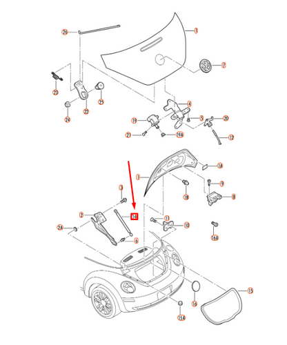 NEW VW BEETLE CONVERTIBLE 1Y REAR LID GAS FILLED STRUT 1Y0827550F ORIGINAL