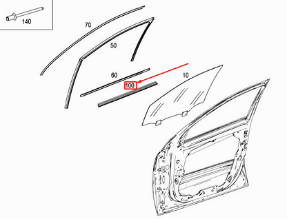new mercedes-benz r w251 inside front left door sealing rail a2517250965
