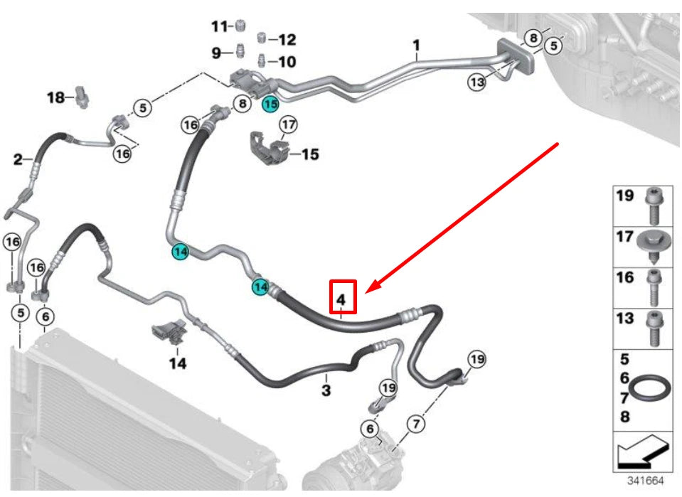 NEW BMW X3 F25 A/C HOSE 64509271896 9271896 ORIGINAL