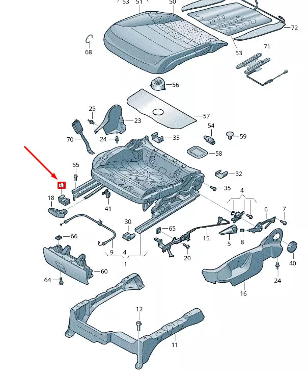 NEW VW TOUAREG 7P MK2 FRONT RIGHT SEAT GUIDE RAIL COVER 7P688134882V ORIGINAL
