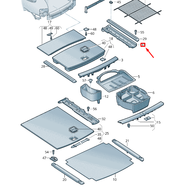 new vw touareg 7p mk2 boot floor plate right underlay 7p0863600b original