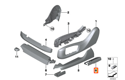 new bmw 6 gran turismo g32 rear left seat rail cover 52107462653 original