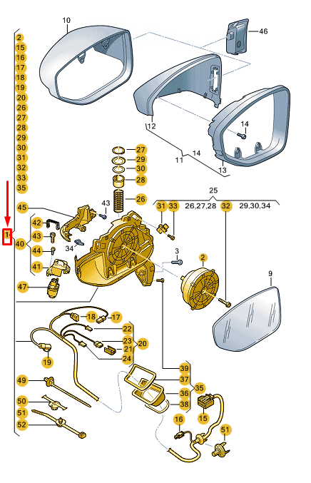 new audi e-tron gt front right side wing mirror rhd 4j3857410k9b9 original