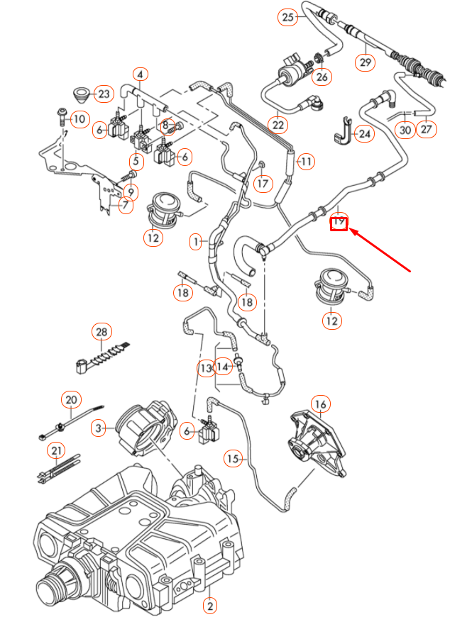 NEW AUDI A6 C7 VACUUM PIPE 06E133773DD ORIGINAL