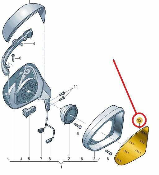 NEW VW GOLF MK7 FRONT LEFT DOOR MIRROR GLASS LHD 5G0857521 ORIGINAL