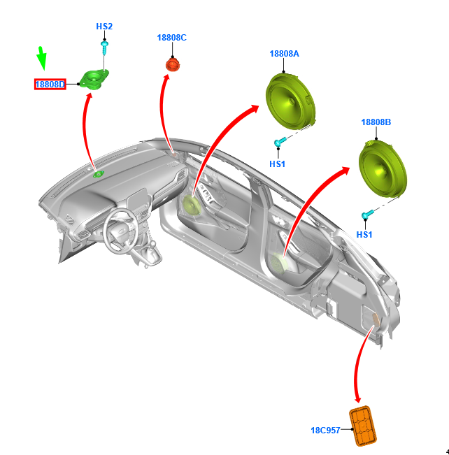 new ford puma dashboard centre speaker 2093050 h1bt-18808-da original