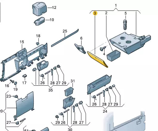 NEW VOLKSWAGEN TRANSPORTER T5 FRONT ASHTRAY COVER LID LHD 7H1857325A71N ORIGINAL