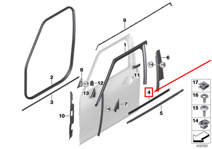 new mini f54 front left inside door channel sealing 51337344167 7344167 original