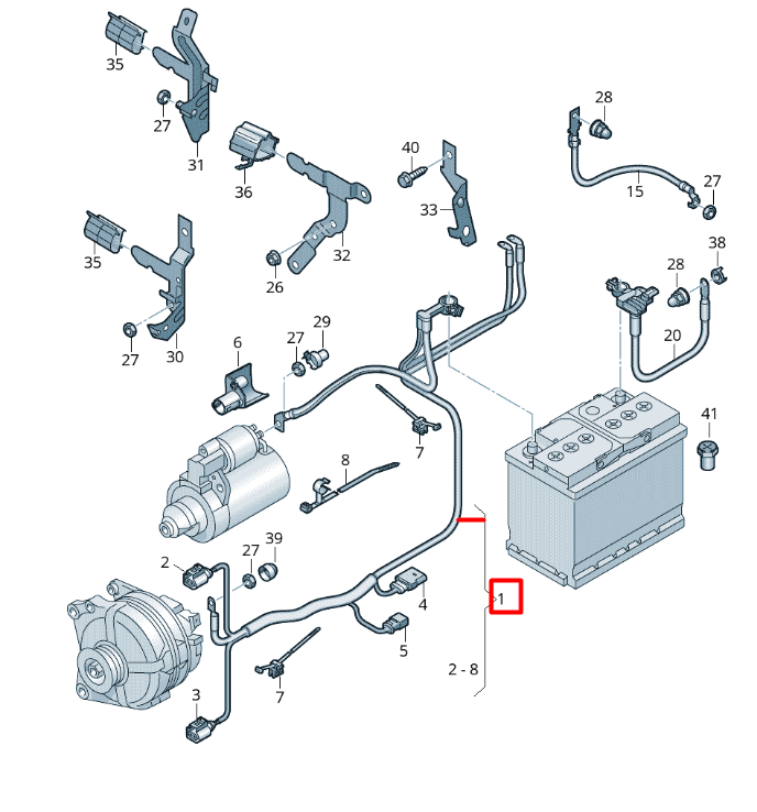 new volkswagen t-cross c11 battery starter wiring harness 2q0971349mk original