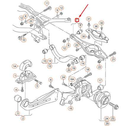 NEW AUDI A1 8X REAR LOWER WISHBONE CONTROL ARM 5Q0505311D ORIGINAL