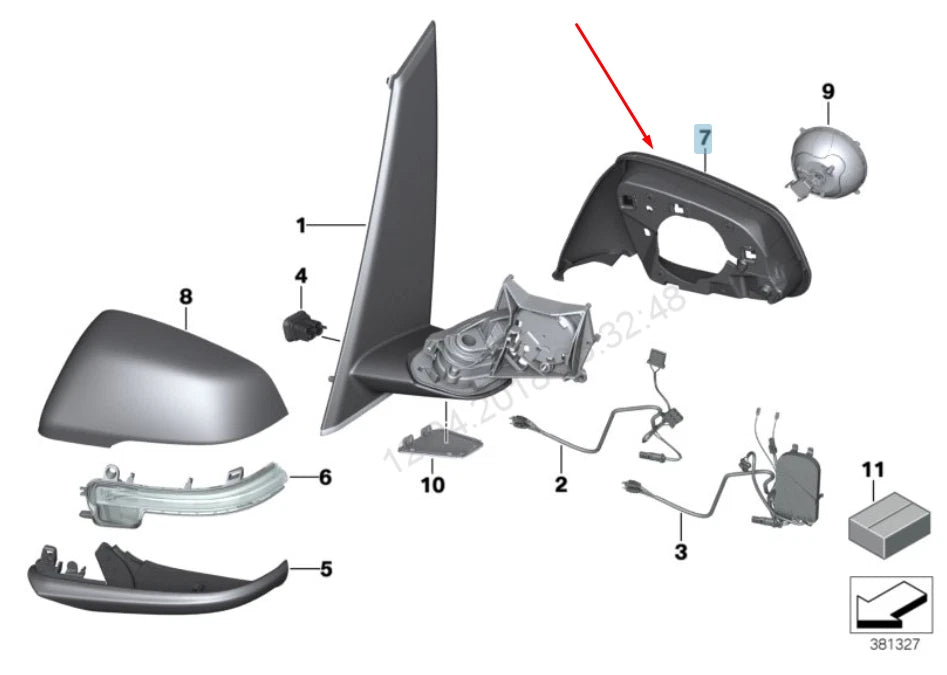 NEW BMW 2 F45 FRONT RIGHT WING MIRROR FRAME 51167391898 7391898 2015 ORIGINAL
