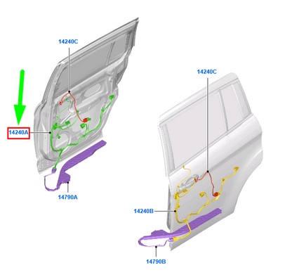new ford grand c-max mk2 rear right door wire 2046369 original