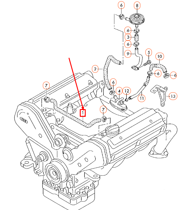NEW AUDI A8 D3 BREATHER VENT HOSE 077103221AM ORIGINAL