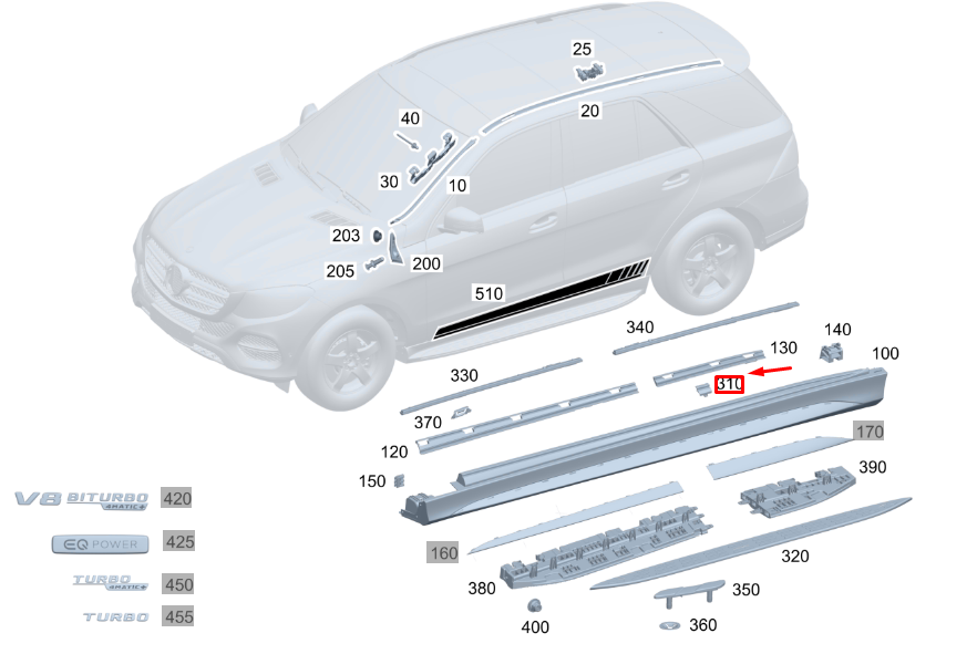 NEW MB GLE W167 LEFT COVER MOUNT LONGITUDINAL MEMBER FLAP A1676983700 ORIGINAL