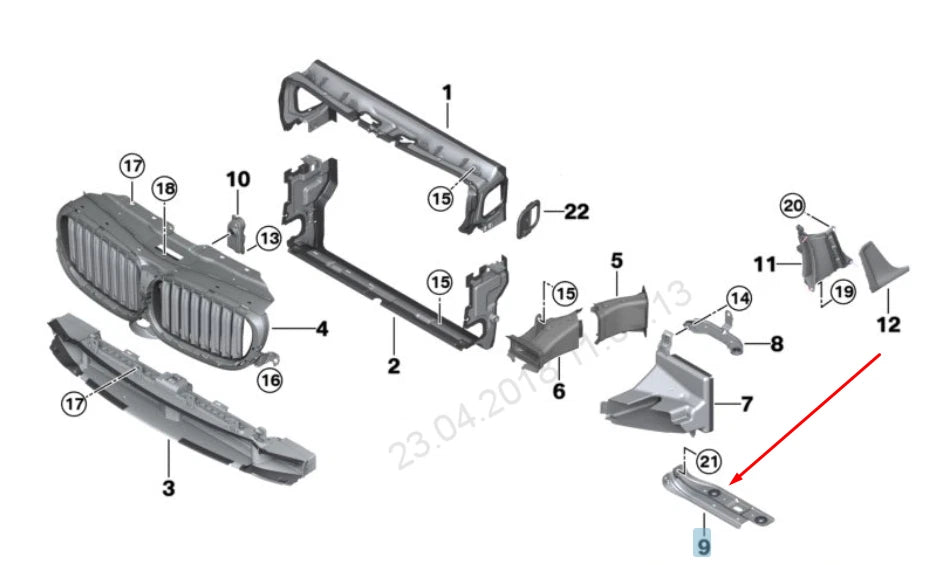 NEW BMW 7 G11 RADIATOR LOWER LEFT BRACKET 51647357221 7357221 2016 ORIGINAL