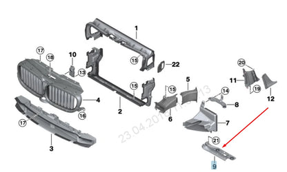 NEW BMW 7 G11 RADIATOR LOWER LEFT BRACKET 51647357221 7357221 2016 ORIGINAL