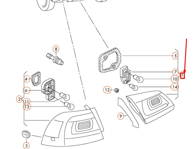 NEW VOLKSWAGEN TOUAREG 7P REAR LEFT INNER TAILLIGHT 7P6945093C