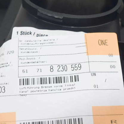 NEW BMW 3 E46 FRONT LEFT BRAKE AIR DUCT 51718230559 8230559 ORIGINAL