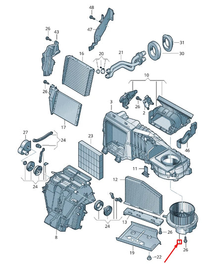 NEW AUDI Q3 8U HEATER BLOWER FAN LHD 1K1819015F ORIGINAL