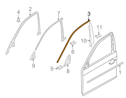 new bmw 5 e60 front left door top window frame trim 51337072885 7072885 original