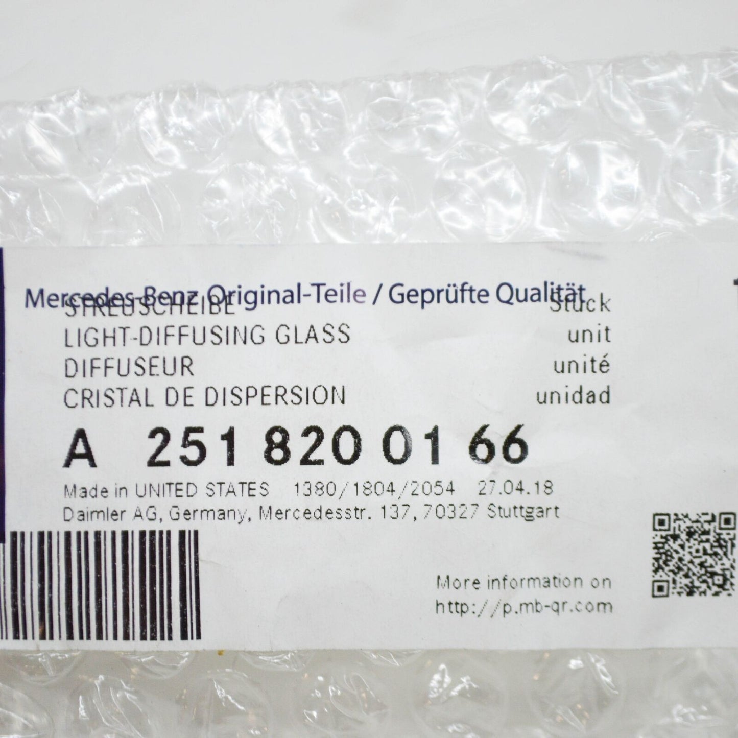 NEW MERCEDES-BENZ GL-CLASS X164 REAR LICENSE NUMBER PLATE A2518200166 ORIGINAL