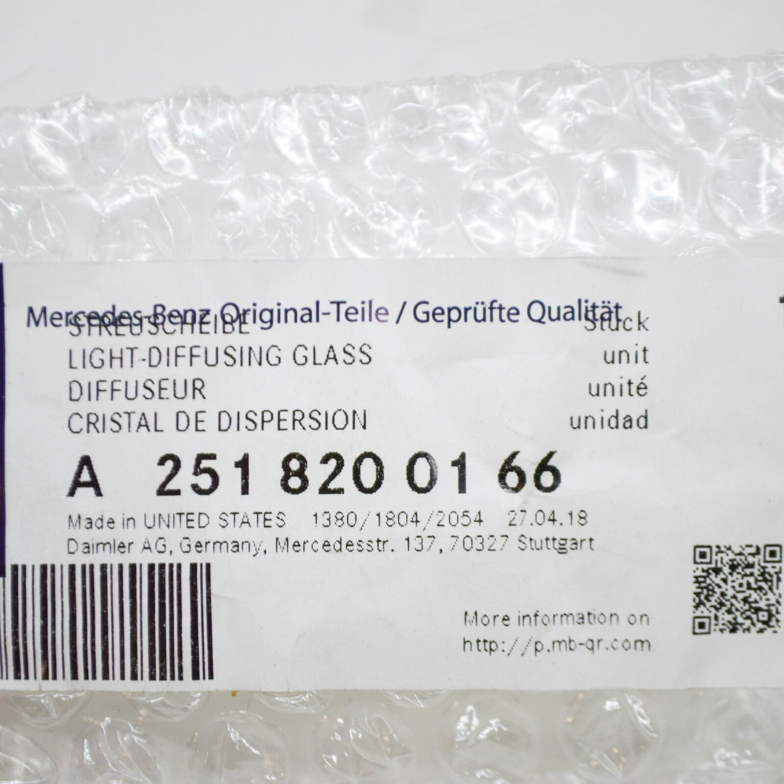 NEW MERCEDES-BENZ GL-CLASS X164 REAR LICENSE NUMBER PLATE A2518200166 ORIGINAL