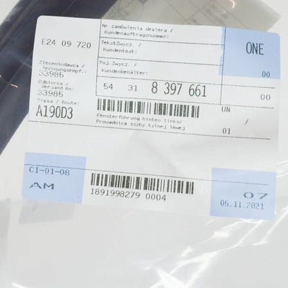 NEW BMW Z3 COUPE E36 REAR LEFT WINDOW GUIDE 54318397661 8397661 ORIGINAL