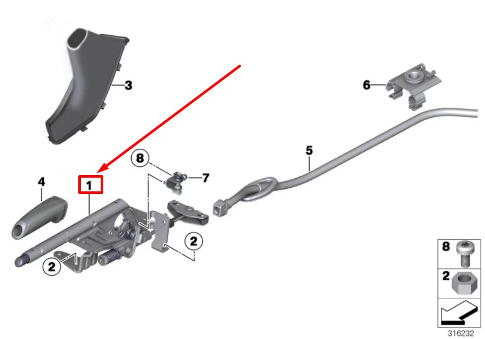 NEW BMW 4 F36 PARKING BRAKE HANDLE ASSEMBLY 34406876774 6876774 ORIGINAL