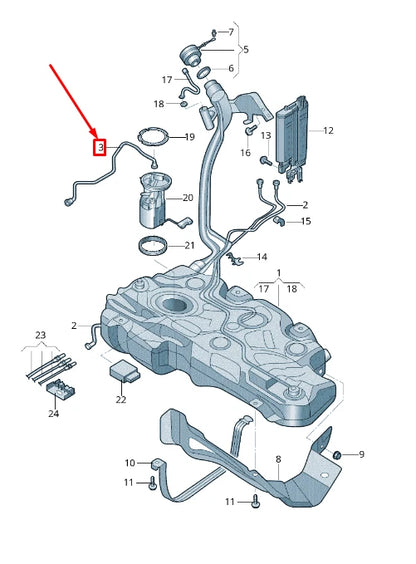 NEW AUDI A3 SPORTBACK 8V FUEL LINE 5Q0201293R ORIGINAL