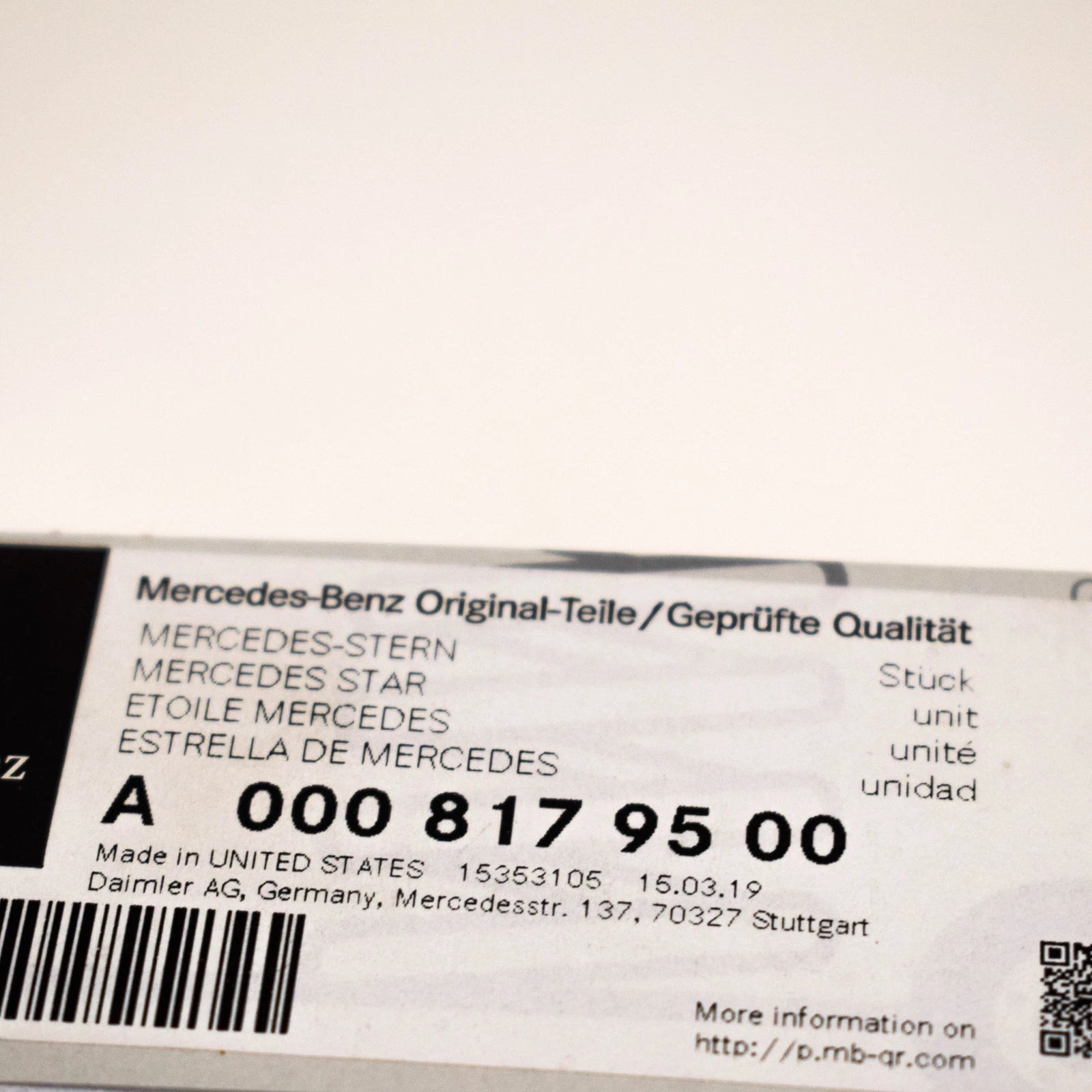 NEW MB G W463 AMG FRONT BUMPER RADIATOR GRILLE EMBLEM A0008179500 ORIGINAL