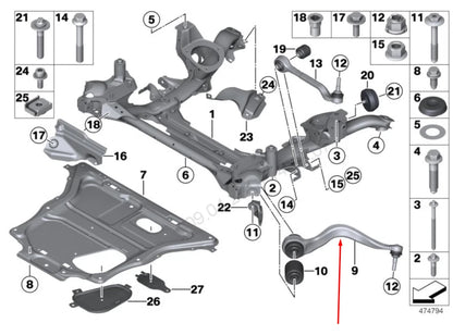 NEW BMW 3 F30 FRONT RIGHT CONTROL ARM 31126854724 6854724 2015 ORIGINAL