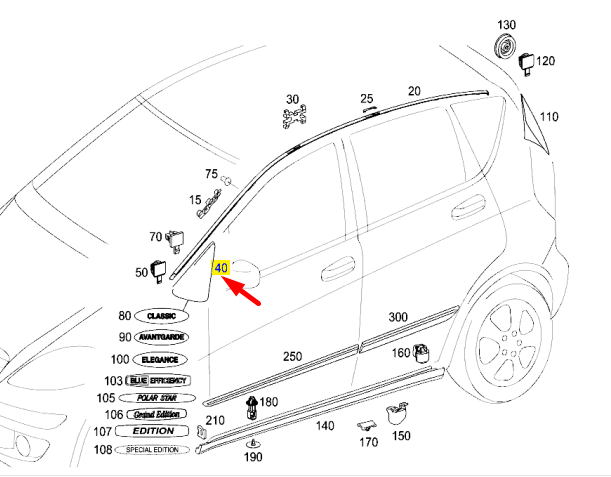 NEW MERCEDES-BENZ A-CLASS W169 LEFT DOOR MIRRIOR PANEL A16969001879051 ORIGINAL