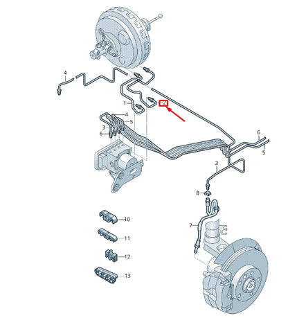 NEW VW TRANSPORTER VI T6 FRONT BRAKE PIPE LHD 7E1614742C
