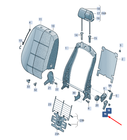 new skoda superb mk3 front left backrest adjustment handle 5g4881605wc4 original
