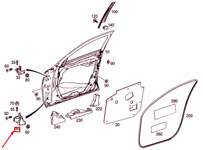 NEW MERCEDES-BENZ C W203 FRONT LEFT DOOR BOTTOM HINGE A2057200337