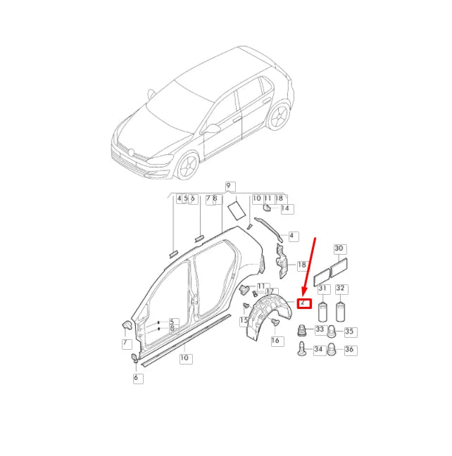 NEW VOLKSWAGEN GOLF MK7 REAR RIGHT WHEEL HOUSING LINER 5G0810972D ORIGINAL