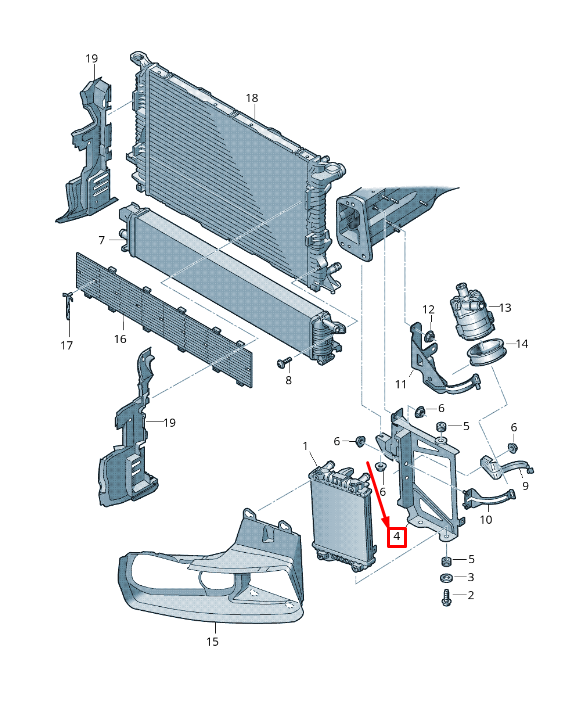 new audi a4 b8 left additional coolant radiator bracket 8k0121261d original