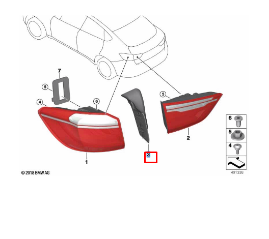 new bmw x6 f16 f86 rear right lamp trim 63217344898 7344898 original