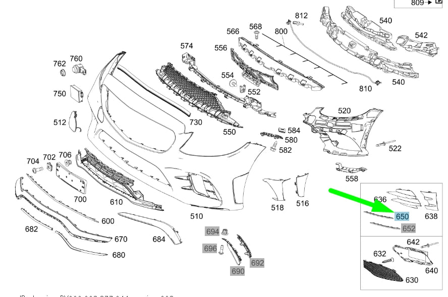 NEW MB C W205 FRONT BUMPER LEFT LOWER GRILLE COVER A2058858004