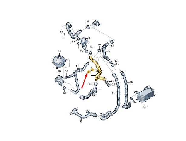 NEW VW TRANSPORTER VI T6 COOLANT HOSE 7E0122157BL ORIGINAL