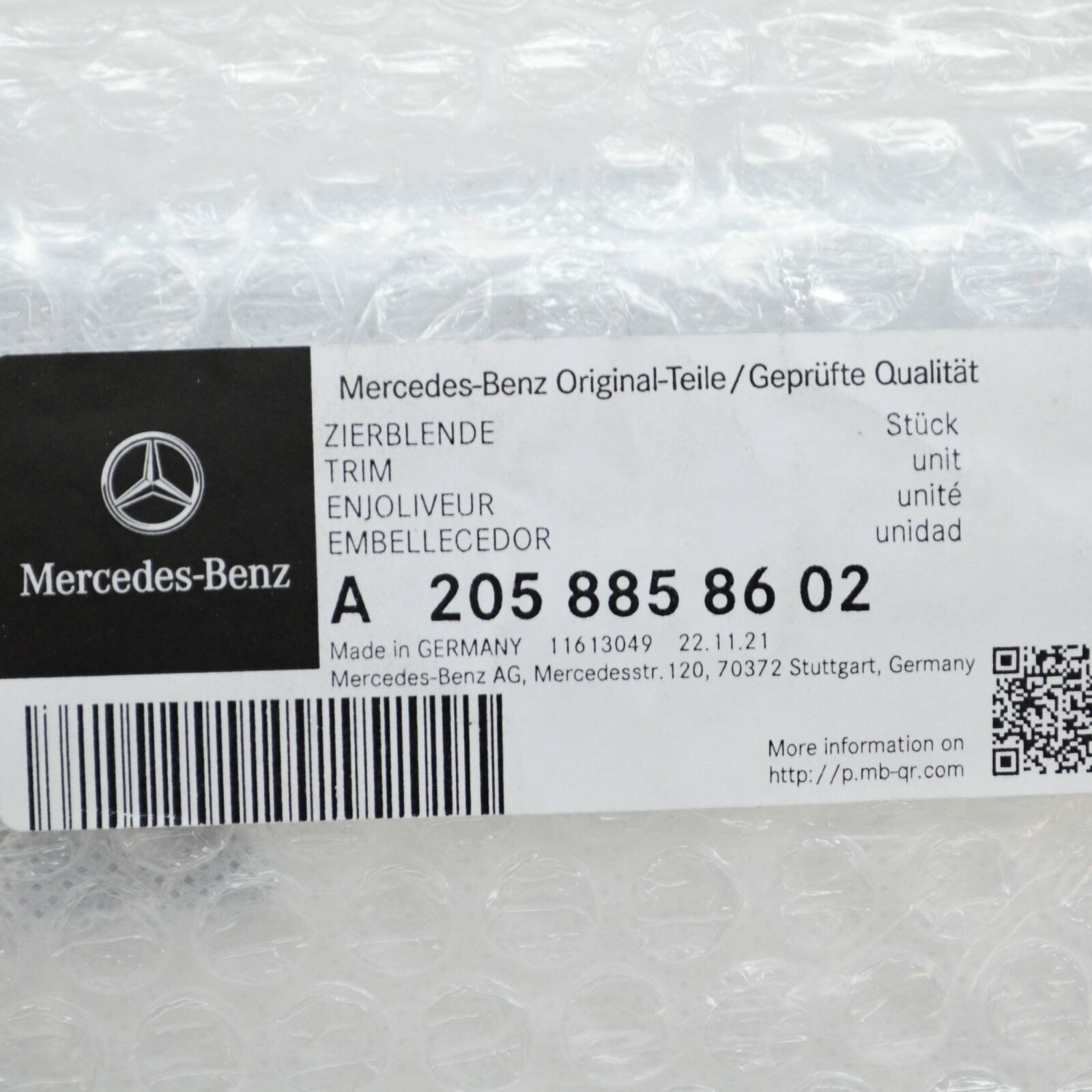 NEW MERCEDES-BENZ C W205 FRONT LEFT BUMPER MOLDING A2058858602 ORIGINAL