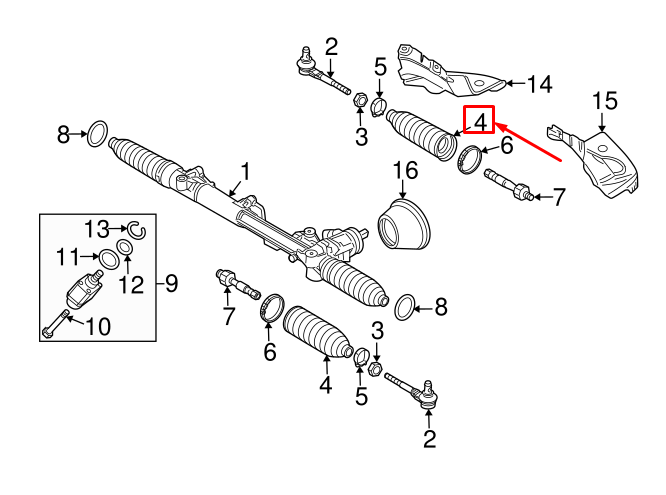 new audi a6 avant c6 front steering rack boot dust cover 4f0422831 original
