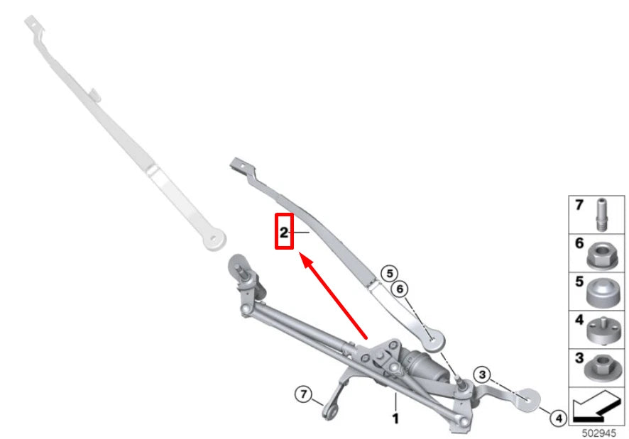 NEW BMW X3 G01, F97 FRONT RIGHT WIPER ARM 51138492677 8492677 ORIGINAL