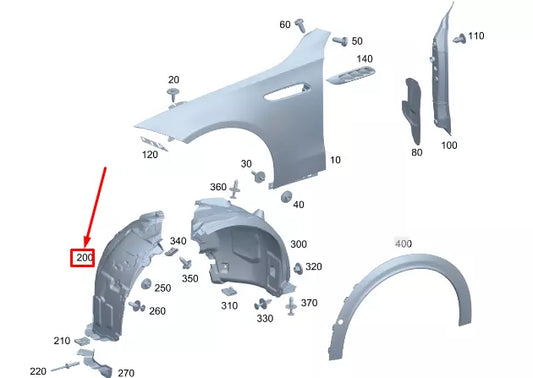 NEW MERCEDES-BENZ C W206 FRONT RIGHT ARCH LINER FRONT PART A2068842600 ORIGINAL