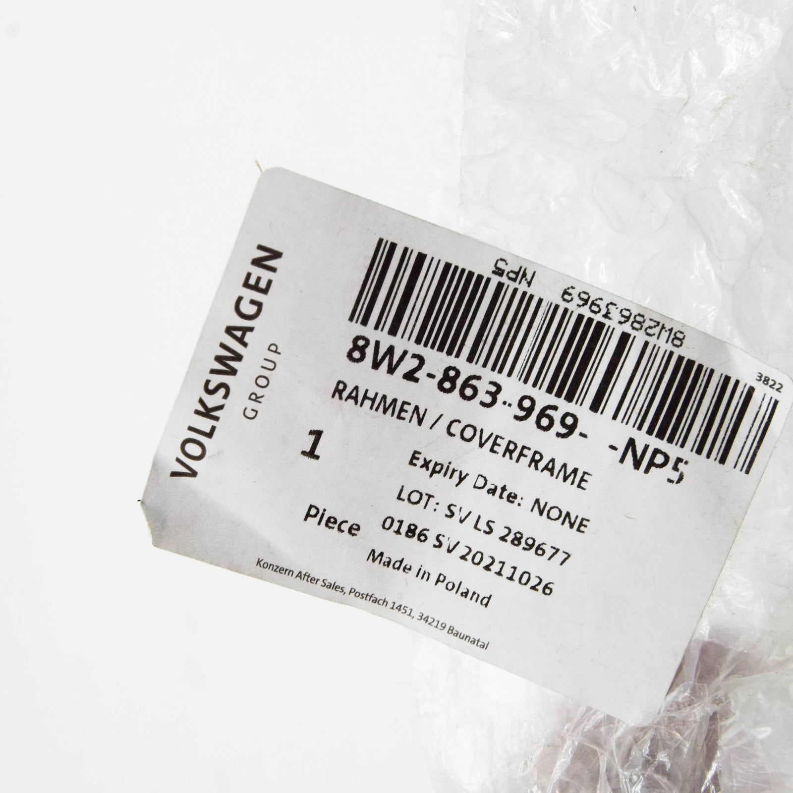 NEW AUDI A4 B9 CENTER CONSOLE COVER FRAME RHD 8W2863969NP5 ORIGINAL