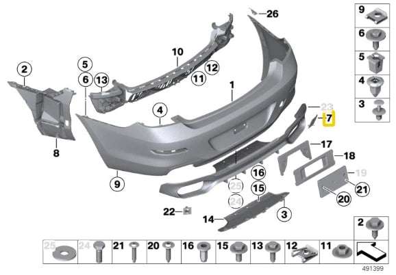 NEW BMW 6 SERIES F12 F13 F06 REAR BUMPER TOW HOOK COVER 7261580