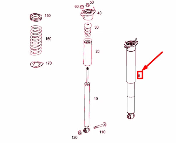 NEW MERCEDES-BENZ C W204 REAR SHOCK ABSORBER A2043261404 ORIGINAL